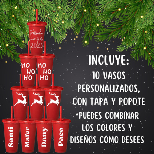 Pack 10 Vasos Navidad Santa Claus Regalo Intercambio Posada