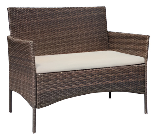 Juego Terraza Rattan 4 Piezas Negro Con Beig Terraza/piscina