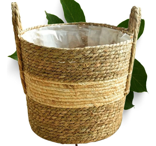 Cesto Cachepoo Vaso Boho Rustico Decorativo Casa Quarto Sala Cor Marrom