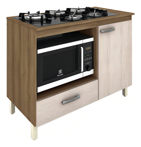 Balcão Para Cooktop Nicho Forno Roma Móveis Sul Cor Amendoa/nature