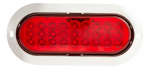 Plafón Lateral Rojo 27 Leds Ovalado Cromo Tráiler Tunelight