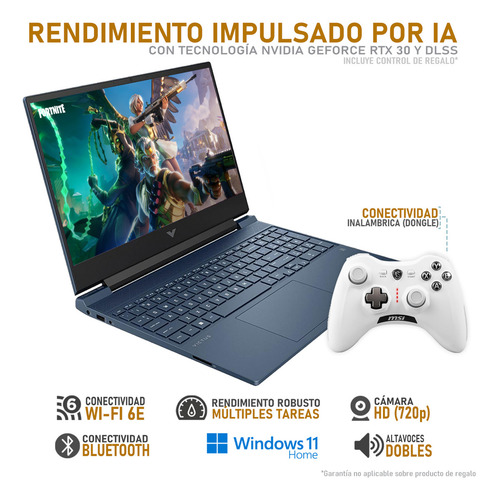 Laptop Gamer HP Victus NVIDIA GeForce RTX 3050 Intel Core i5 24GB RAM 512GB SSD Windows 11 Home Control MSI