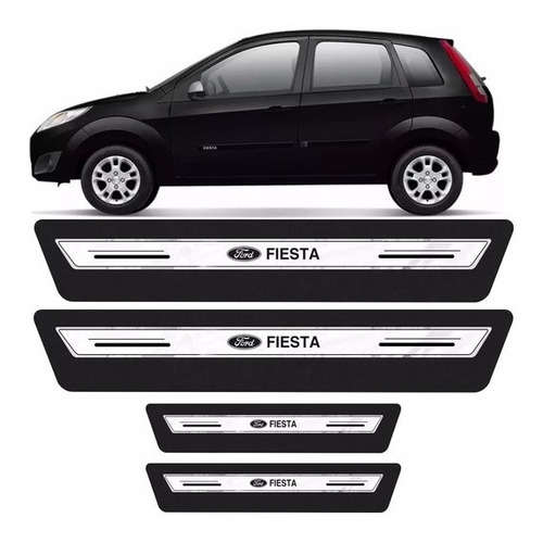 Soleira Porta Platinum Fiesta 2003 Á 2014 - Prata Resina