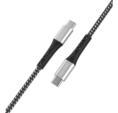 Cabo Usb-c Para Usb-c Geonav 1,2m Nylon Trançado Preto 1,20m