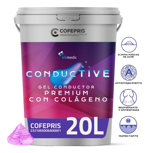 Gel Conductor C/ Colágeno Facial Corporal 20 Litros Cofepris