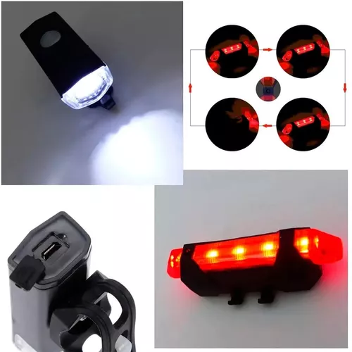 Set luces bicicleta LED recargable USB impermeable delantera y trasera -  Mercantil Eléctrico
