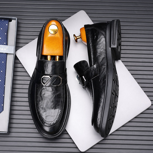 Zapatos De Cuero Para Hombre, Mocasines Bajos, Perezosos, Pu