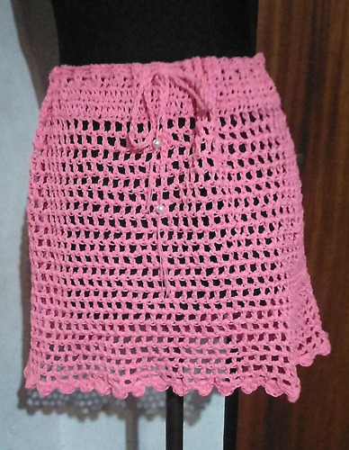 Pollera Falda Tejido Crochet Artesanal Hilo,  Ideal Playeras