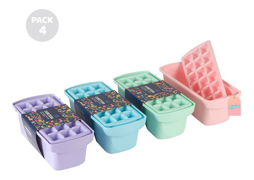 Imagen 2 de 6 de Set 4 Cubetera Hielera Freezer Frío Con Contenedor De Hielo