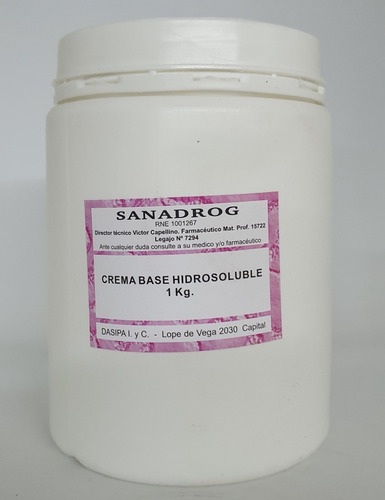 Crema Base Hidrosoluble Medicinal Sanadrog X 1000 Grs