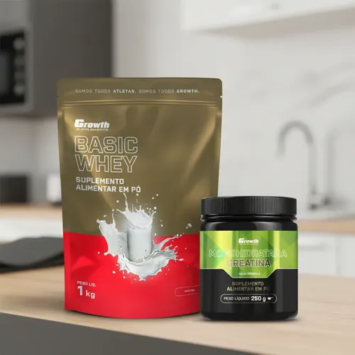 Kit Growth: Whey  Protein Basic Natural 1kg + Creatina Monohidratada 250g