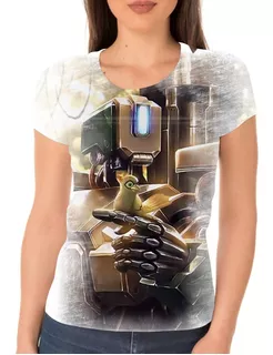 Camisa Camiseta Feminina Overwatch Bastion Jogo Em Alta 3