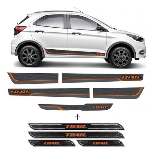 Kit Adesivo Faixa Ford Ka Trail 18 + Soleira Protetora