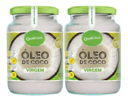 2x Óleo De Coco Virgem Sem Glúten 500ml - Qualicôco