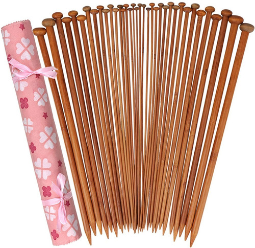 Imagen 2 de 9 de Set De 36 Palillos Rectos De Bambu Para Tejer - 35cm