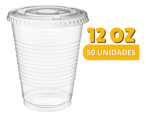 Vasos Plásticos Con Tapa Plana 12oz Vasos Desechables 50und
