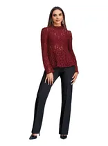 Comprar Blusa Dama Tinto Peplum De Encaje 997-12