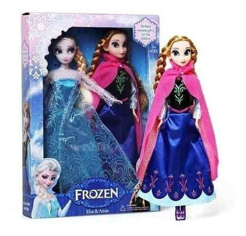 2 Bonecas Frozen, Ana E Elsa 30cm + 1 Pelúcia Olaf Musicais