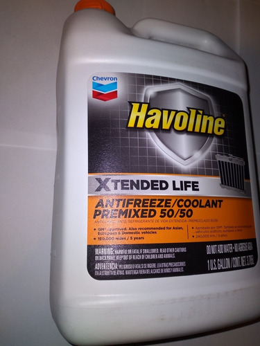 Refrigerante/antifreeze 50/50 Chevron-havoline 3,785 Lt. Usa Naranja