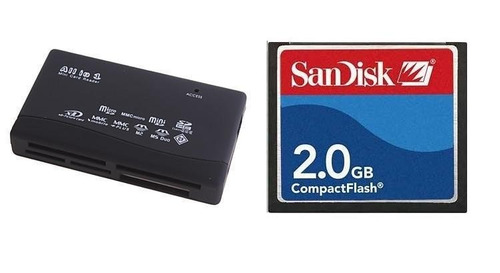 2 Cartão Memória Cf Compact Flash 2gb Sandisk + Leitor Usb