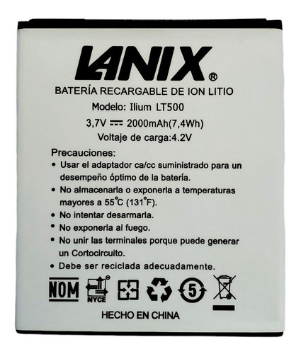 Pila Bateria Lanix Lt500-bat Lt500 2000 Mah E/g