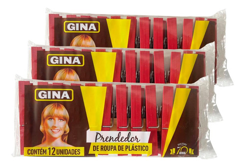 Kit 36 Prendedores De Roupas De Plastico Gina Para Varal