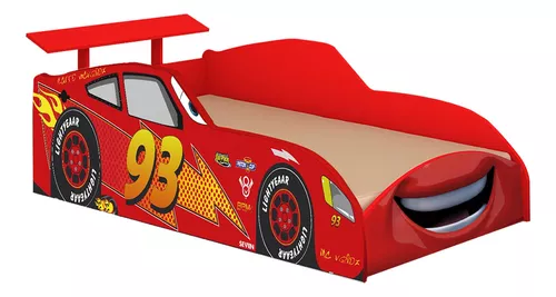 Mini Cama Infantil Carro de Corrida Vermelho + Colchão e Protetor