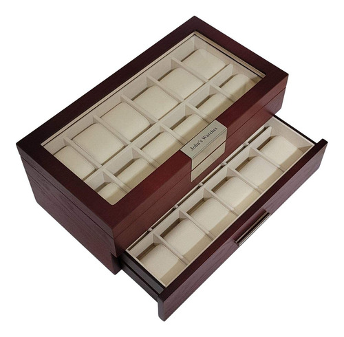 Timelybuys 24 Caja Reloj Madera Cerezo Extra Gran Tamaño 2