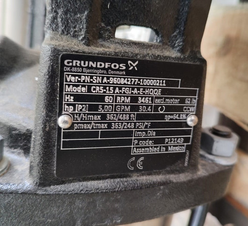Bomba Centrifuga De 7.5 Hp Modelo Dx-8850 Marca Grundfos