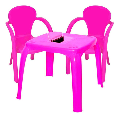 Mesa Mesinha Infantil Colorida Com 2 Cadeiras Para Crianças Cor Rosa