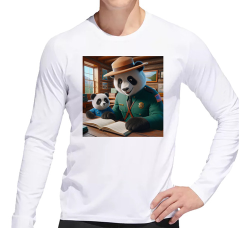 Remera Hombre Ml Oso E Hijo Lectura Imagen Tierna