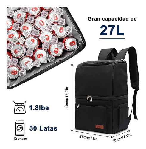 Mochila Térmica Aislada,27l Hielera Portatil Mochila Con Abr