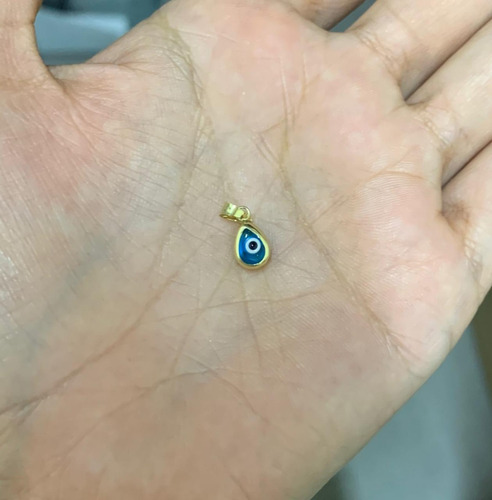 Dije De Oro 14k , Con Ojo Turco Gota Chico , Estambul Joya Color Celeste