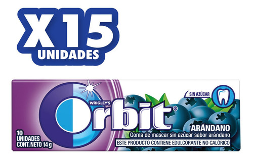 Orbit Chicle Sin Azúcar Sabor Arándano 10un X 15 Paquetes