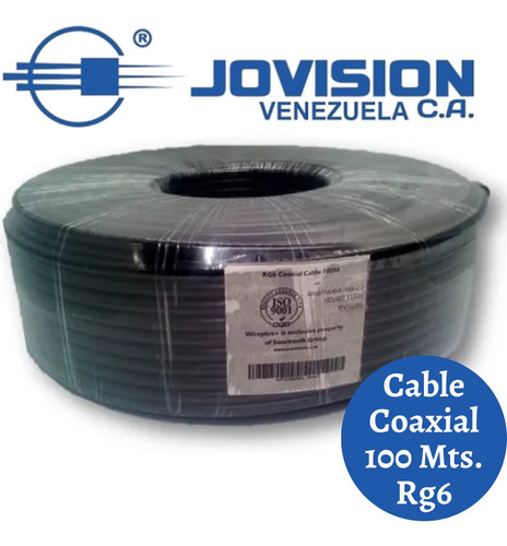 Cable Coaxial Rg6 Color Negro Cctv Supercable Inter 100 Mts