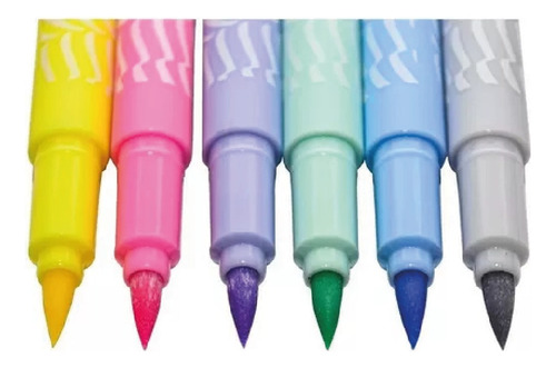 Marcadores Punta Pincel Pincelados Pastel Mooving X 6 U