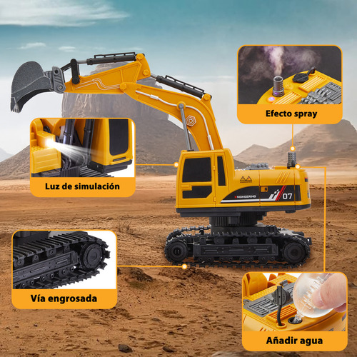 Rovtop 1:22 11 Chanals 2.4 Ghz Remote Control Excavator With Metal Pala, lights, Sounds and 2 Pala Headset Replacement Pala. Regalo de Navidad y cumpleaños para niños de 3 a 10 años.