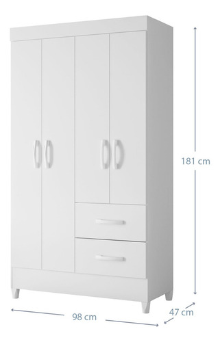 Combo Closet 4 Puertas 2 Cajones + Comoda 8 Cajones Favatex