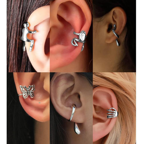 34 Piezas De Pendientes Ajustables De Oro Y Plata Para Mujer