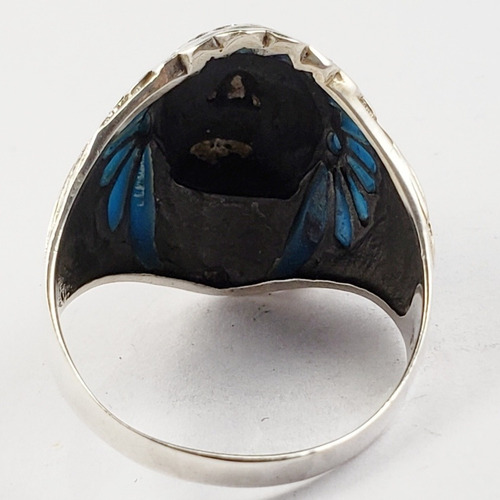 Anillo Jefe Apache Americano Plata 925 Y Opalo Talla 8 #9999