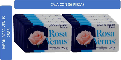 Jabon Rosa Venus Blanco Caja C/36 Piezas De 25 Gr C/u