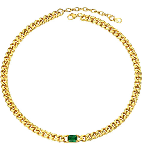 Prosteel-collar De Joyería De Piedra Verde Esmeralda Para Mu