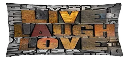 Ambesonne Live Laugh Love Throw Pillow Funda De Cojín, Dicie Liso