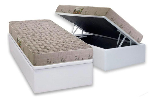 Cama Baú Solteiro: Colchão D33 Herval Cannes+box Crc Coura