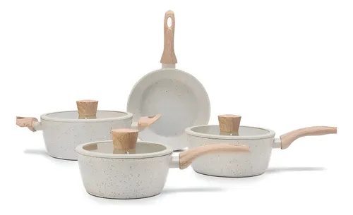 Jogo De Panelas Brinox 4814/100 Indução Ceramic Life Sirius Kit 4 Un Cor Vanilla