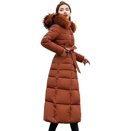 Abrigo Acolchado Largo De Invierno Cálido Para Mujer, Parka