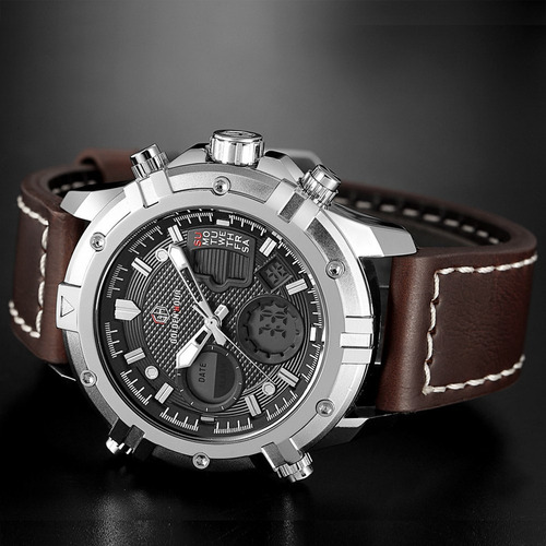 Reloj De Cuero Digital Analógico Goldenhour Quartz