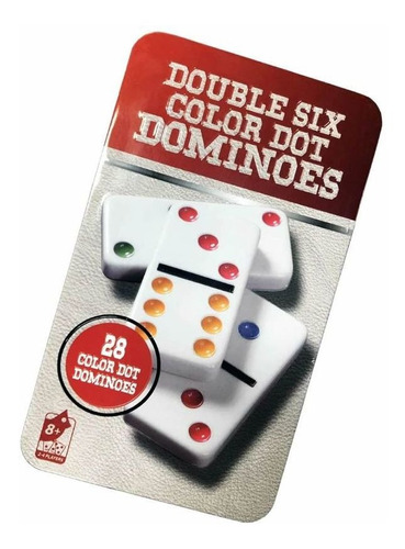 Domino 28 Fichas Doble 6 De Colores Caja Metálica Env Inme