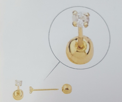 Imagen 2 de 5 de Broqueles Para Bebe De Oro 18k C Diamante 4 Puntos Mod. 934