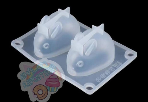 * Molde Silicon 2 Conejos 3d Chocolate Fondant Jabon Resina